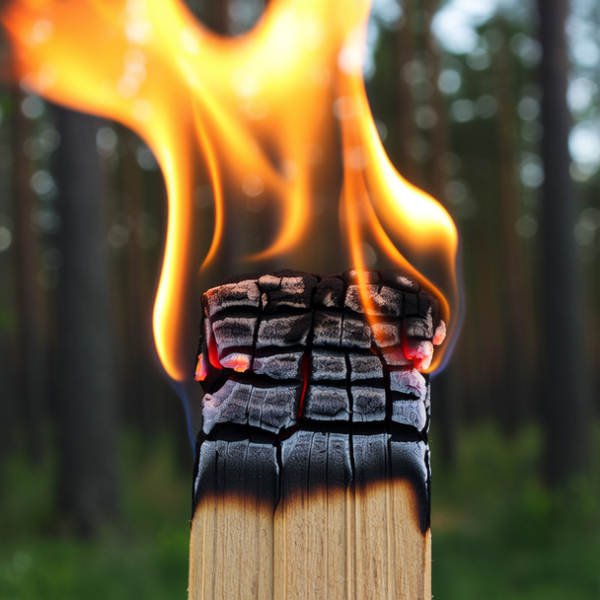 火把，特写镜头，油，火把燃烧，火焰舞动，森林，超高清分辨率，写实风格，暖色调，火光照亮，粗糙木棒