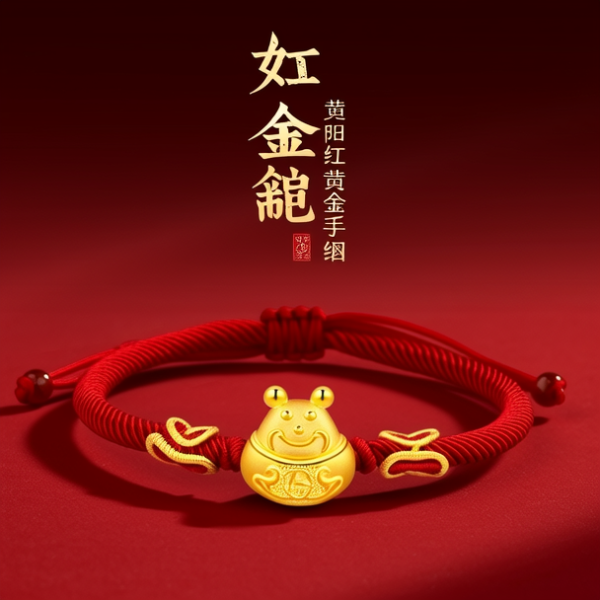 红绳黄金手链图