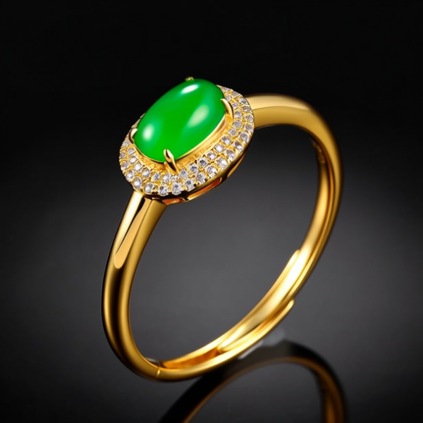 翡翠金戒指图片