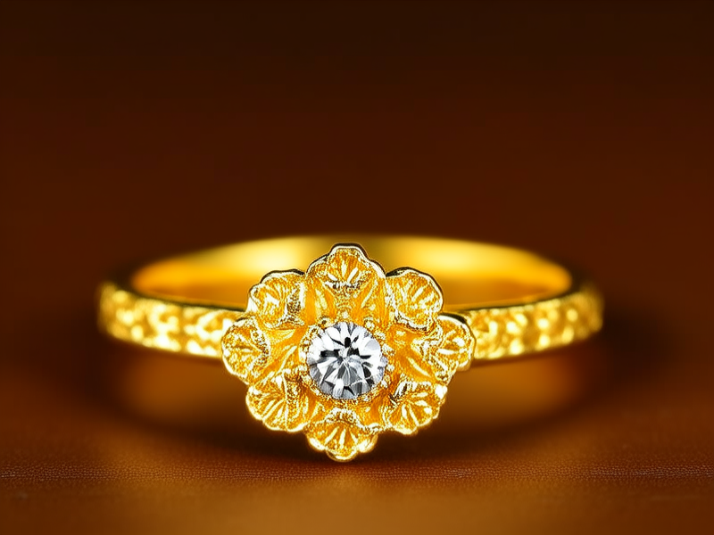 黄金花样戒指图片