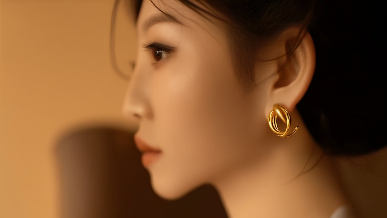 黄金耳圈耳环图片