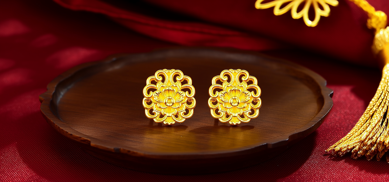 老庙金耳钉图片女款