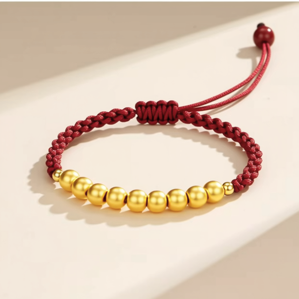 编织黄金珠子手链图片