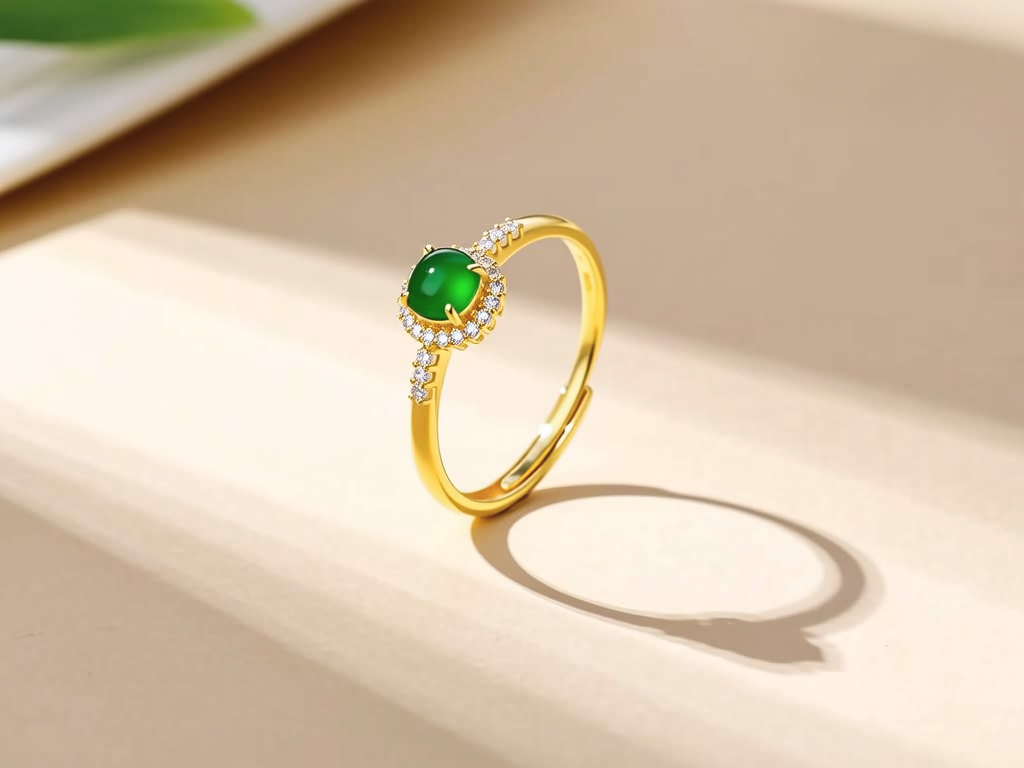 18k金翡翠戒指图片