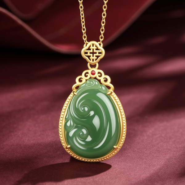 碧玉和黄金搭配项链图片