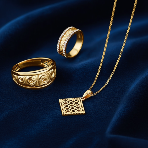 黄金戒指手镯项链图片